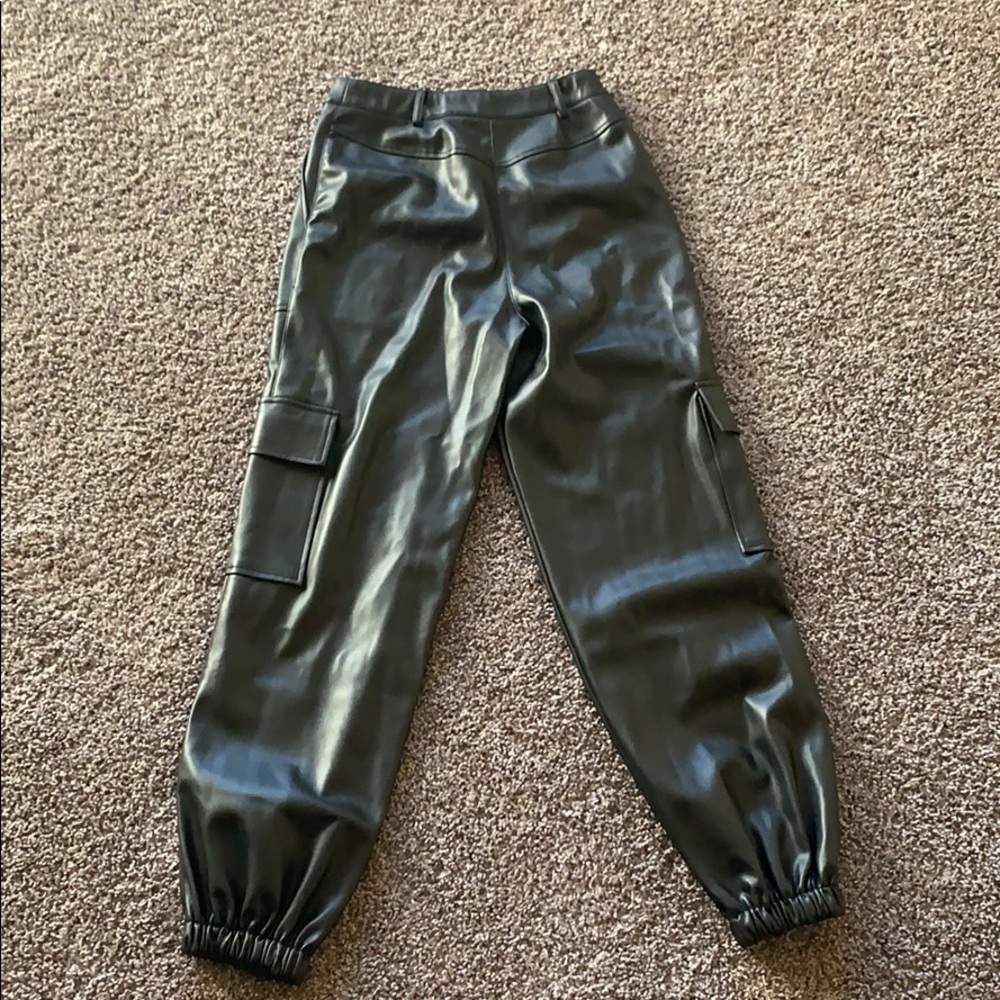Black pleather joggers
